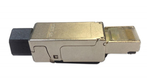 PLUF-8P8C-S-C6A-SH Connector RJ-45 (8P8C) for twisted pair, field sealing, category 6A, shielded, for single-core cable (outer diameter of cable 6-8 mm, 23-26 AWG), winding shank