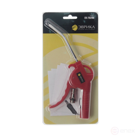 Пистолет продувочный ER-76206 пневматический (Ø сопла 3.8мм входное отверстие 1/4 максимальное давление 6 АТМ, расход воздуха 198 л/мин.) ЭВРИКА /1/50