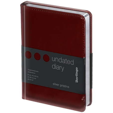Undated diary, A6, 160 l., leatherette, Berlingo "Silver Pristine", silver. cut, brown