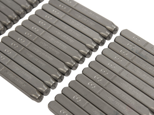 The stamps are letter Cyrillic letters of 3mm (HRC 60+-2 degrees. DIN 1451) JTC