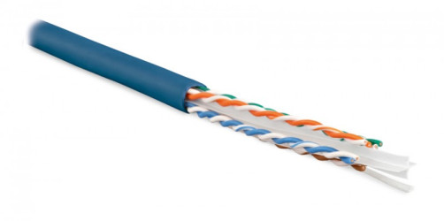 UUTP4-C6-S23-IN-PVC-BL-305 (305 m) Cable twisted pair, unshielded U/UTP, category 6, 4 pairs (23 AWG), single–core (solid), with separator, PVC, -20°C - +75°C, blue - warranty: 15 years component, 25 years system