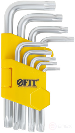 Ключи "звездочки", CrV сталь, 9 шт., Т10-Т50, с отверстием, в пластиковом держателе