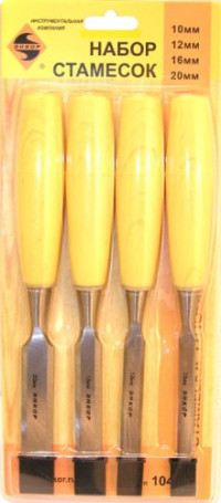 Set of chisels 10,12,16,20 mm, 4 pieces, blister