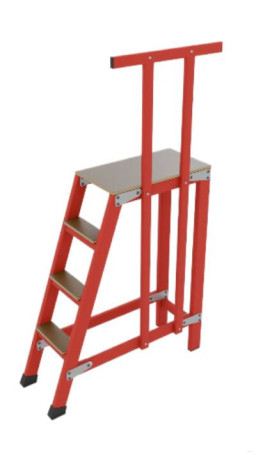 СВП-0,9-ПШ стеклопластиковая с вертикальными опорами подмость h=900мм, поручень, 3 широкие ступени, разборная, площадка 600х600мм