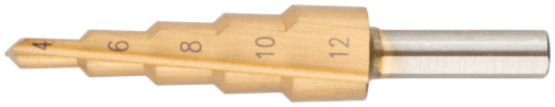HSS step drill for metal, 5 steps, 4-12 mm