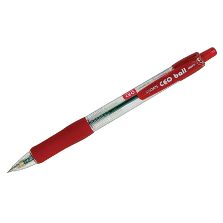 Ручка шариковая автоматическая Crown "CEO Ball" красная, 0,7мм, грип