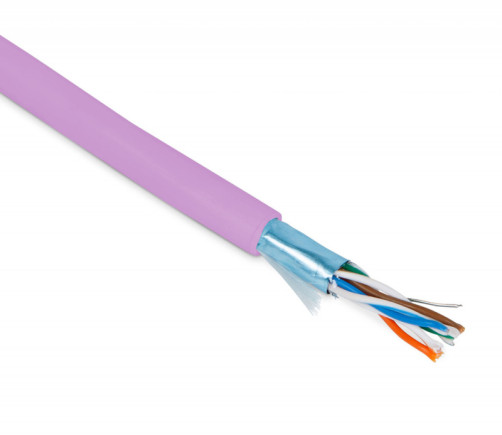 FUTP4-C5E-P26-IN-PVC-PK-100 (100 m) Twisted pair cable, shielded F/UTP, category 5e, 4 pairs (26 AWG), stranded (patch), foil shield, PVC, -20°C – +75°C, pink