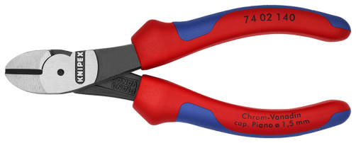 The side cutters are special. powerful, cut: provol. cf. Ø 3.1 mm, solid. Ø 2 mm, royal. string Ø 1.5 mm, L-140 mm, black, 2-K handles