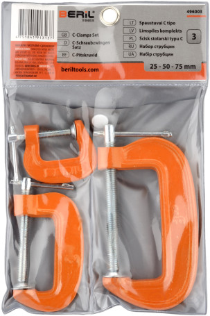 Струбцины (набор 3шт.)(25мм,50мм,75мм) BERIL