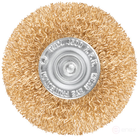 Щетка для дрели, тип "Плоская", латун. витая проволока 0,3 мм, 65 мм, блистер, CUTOP Profi