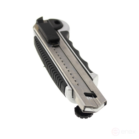 Нож канцелярский 18мм, металл корпус, ПРОФИ, обойма, фиксатор на корпусе, 5 лезвий, Чеглок (12/96)