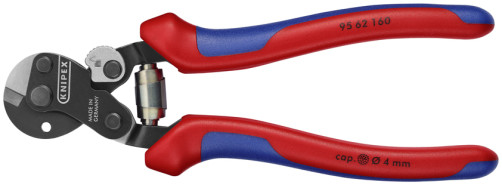 Cable cutter, cut: cable Ø 6 mm, extra strong cable (1960 N/mm2) Ø 4 mm, spring, L-160 mm, black, 2-k handles