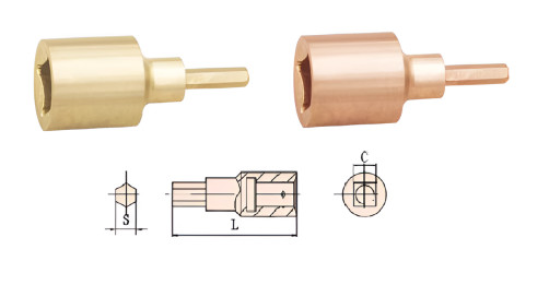Socket head with external hexagon (1/4"-3 mm) intrinsically safe alloy AlCu 111A-1002, HORTZ