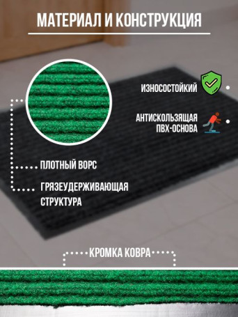 Dirt-resistant mat green, 120 x 80 cm