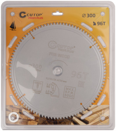 Диск пильный по дереву с тефлоновым покрытием 96Т, CUTOP Profi plus, 300 х 2,0/3,0 х 32/30/25,4/20 мм