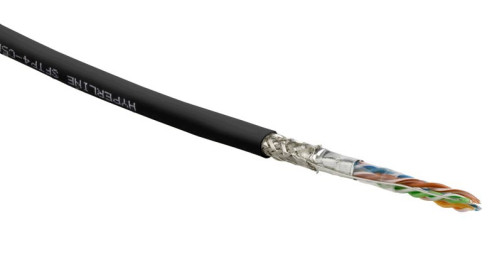 SFUTP4-C5E-S24-IN-PVC-BK-305 (305 m) SF/UTP twisted pair cable, category 5e, 4 pairs(24 AWG), single-core(solid), foil + copper braid, PVC, -20°C – +75°C, black - warranty:15 years component; 25 years system