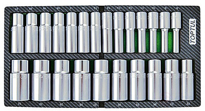 Набор головок удлиненных 1/2" 8-32 мм 24 предмета в мягком ложементе (A) TOPTUL GEA0241