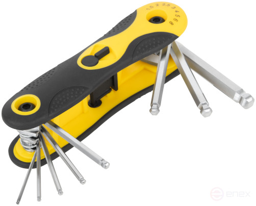 Ключи шестигранные с шаром CrV 8 шт. (1,5-8 мм) складные