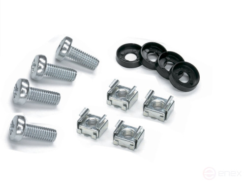 Комплект крепежа Ripo (винт M6, квадратная гайка, пластиковая шайба) для крепления аксессуаров в 19"