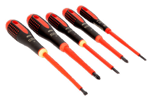 Set of insulated slotted/Phillips screwdrivers with ERGO handle, 5 pcs