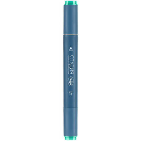 Double-sided marker for sketching Gamma "Studio", blue-green, triangular body, bullet-shaped /wedge-shaped. tips