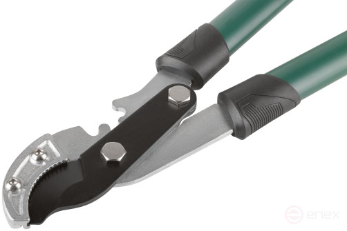 A knot cutter, Teflon. coating, anvil, gear. transmission, steel handles with rubberized. handles 755 mm