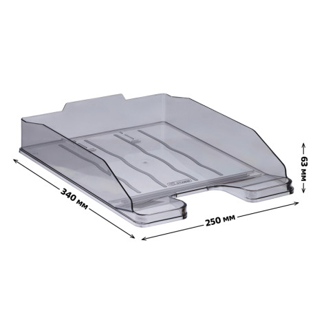 Лоток для бумаг горизонтальный СТАММ "Эксперт", тонированный серый