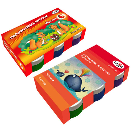 Finger paints Gamma "Cartoons", classic, 06 colors, 50ml, cardboard. packaging