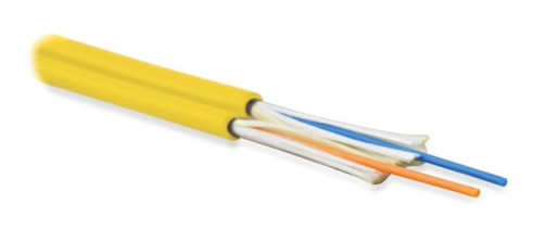 FO-D3-IN-9S-2-LSZH-YL Fiber optic cable 9/125 (SMF-28 Ultra) single-mode, 2 fibers, duplex, zip-cord, tight buffer coating (tight buffer) 3.0 mm, for internal laying, LSZH, ng(A)-HF, -40°C – +70°C, yellow