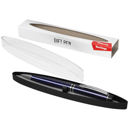 Berlingo "Silk Prestige" ballpoint pen blue, 0.7 mm, body blue/chrome, rotatable, plastic. The case