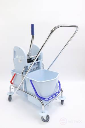 ACG Trolley ACG 2x17 L with squeeze bucket GREY base chrome 1030082