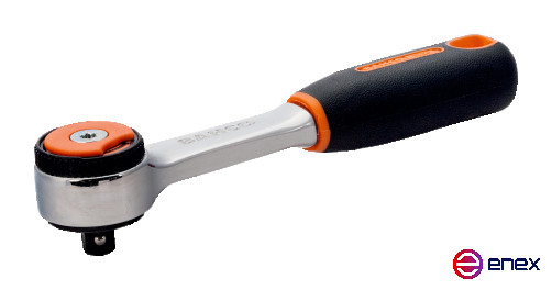 1/4" Reversible handle with round head, with 72 teeth and 5° angle of action, retail package