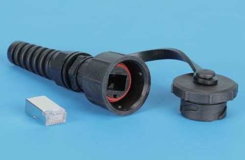 PLUG-IE-8P8C-P-C5-SH Industrial RJ-45 (8P8C) twisted pair connector, IP67, category 5e, with protective cover, shielded (SH)
