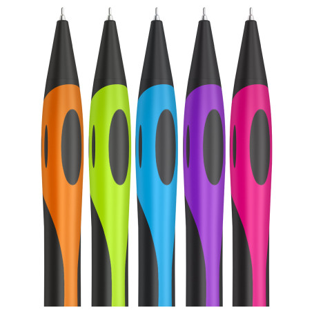 Ручка шариковая автоматическая Berlingo "Color Zone" синяя, 0,7 мм, корпус ассорти, пакет с европодвесом