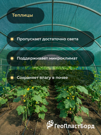Facade shading grid 55%, 4x10m for greenhouses, fences, plants, from the sun, for the garden, for the canopy color green