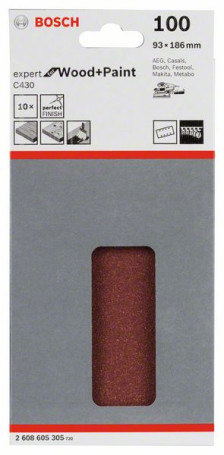 Шлифлист C430, в упаковке 10 шт. 93 x 186 mm, 100