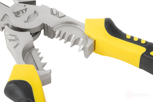 Плоскогубцы комбинированные многофункциональные, эксцентриковый шарнир, прорезинен. ручки, Профи 200 мм