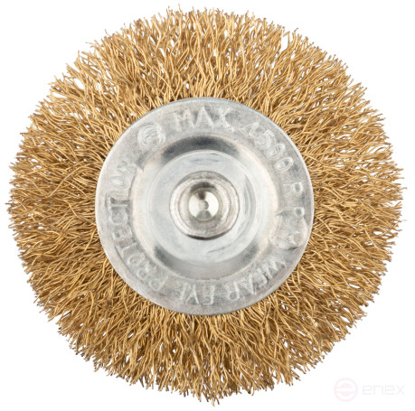 Корщетка дисковая прямая, со шпилькой, стальная латунированная волнистая проволока 63 мм