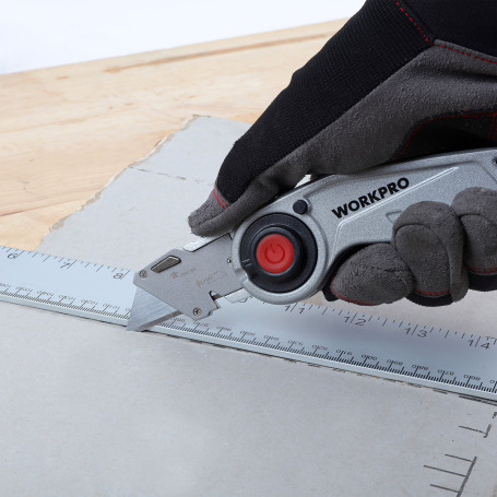 Universal Folding Knife with interchangeable blades with backlight WP211009 WORKPRO