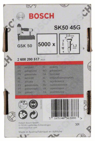 Штифт с потайной головкой SK50 45G 1,2 мм, 45 мм, оцинк.