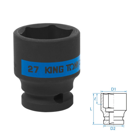Головка торцевая ударная шестигранная 1/2", 27 мм KING TONY 453527M
