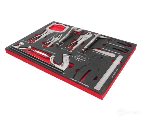 A 12-piece set of locksmith and assembly tools in the JTC base