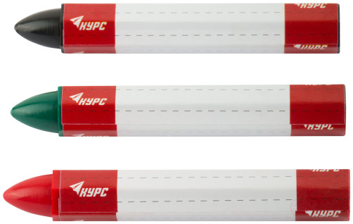 Карандаши разметочные восковые, набор 3 шт.( черный / зеленый / красный ), 95 мм