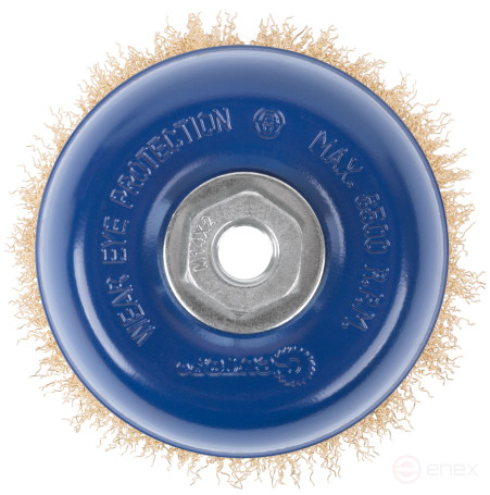 Щетка для УШМ, М14, тип "Чашка", латунированная витая проволока 0,3 мм, 125 мм, CUTOP Profi