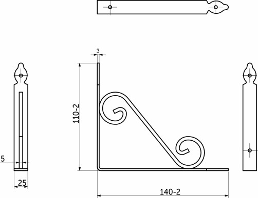 Shelf holder metal. MELODY 145*110, white AKS
