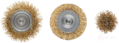 Корщетки со штифтом, набор 3 шт. ( колесо 50 мм / чашка 50 мм / венчик 25 мм )
