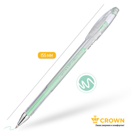 Gel pen Crown "Hi-Jell Pastel" green pastel, 0.8mm