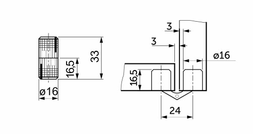 Cylindrical loop d16mm gold AKS