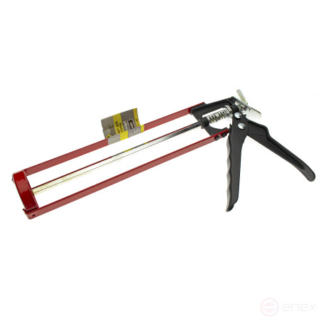 Пистолет для герметика скелетный "усиленный" красно-черный ПС-400, Чеглок (24)
