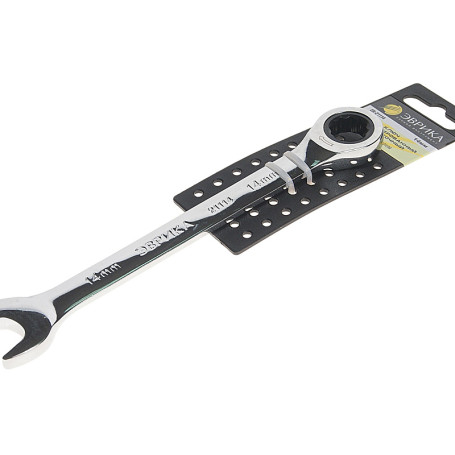 Ключ комбинированный 14мм ER-21114H трещоточный (на держателе) ЭВРИКА /1/10/150